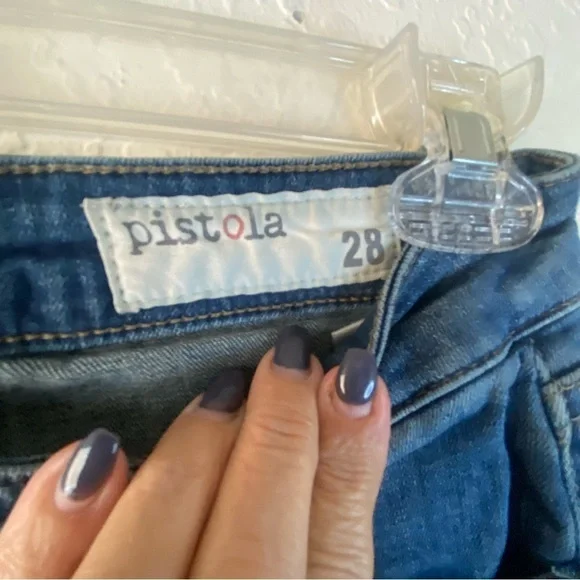 Pistola Mid Rise Distressed  Skinny Zip Ankle Medium Wash Denim Blue Jeans SZ 28 - Picture 12 of 12